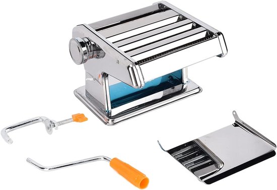 Pastamaker Handmatig - Deegroller - Verse Pasta Maken - Antislip Handvat - 3 Mesjes - Zilver