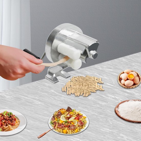 Pastamaker handmatig - roestvrij staal - ergonomische handgreep - maak verse pasta thuis - SnelShoppen