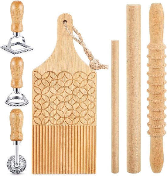 Pastamaker Hout - Gnocchi Bord - Zelf Pasta Maken - Inclusief Stempel - N.v.t. - Natuurlijk van Pastamaker