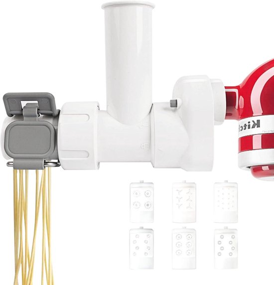 Pastamaker Opzetstuk - Pastapers Opzetstukken - Zelf Pasta Maken - 6 Verschillende Vormen - 1.15 Kilogram - Zilverkleurig van Merkloos