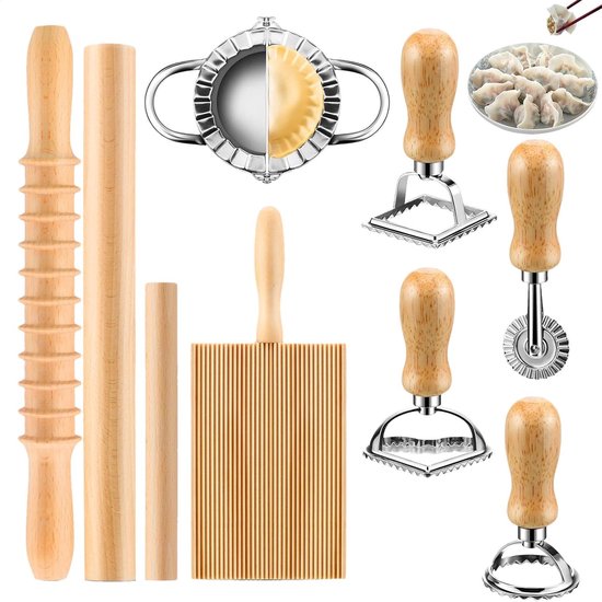 Pastamaker Set - Deegrol & Stempel - Zelf Pasta Maken - 9 Delig Keukengerei