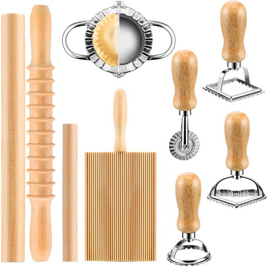 Pastamaker Set - Deegroller Knoedelmaker - Zelfgemaakte Pasta Maken - 9-delige Keukengereedschappen - 36 x 21 x 6 cm van Pastamaker
