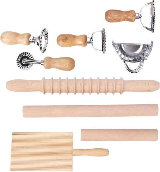 Pastamaker Set - Gnocchi Bord - Zelfgemaakte Pasta - Veilige Afdichting - 7 Delig - Natuurlijk
