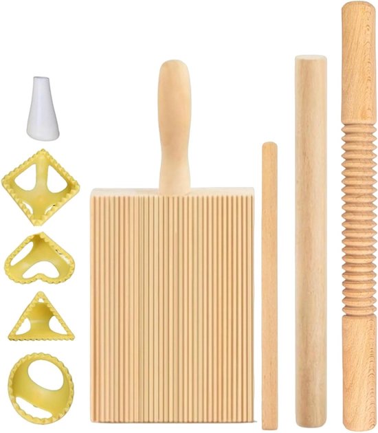 Pastamaker Set - Keukenaccessoires - Zelfgemaakte Pasta - 8 Delig - Hout - Meerkleurig