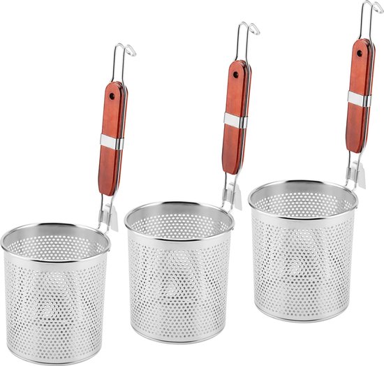 Pastamand microgeperforeerd - roestvrijstaal - 3 stuks - ideaal voor het afdruipen van pasta - ShopVlot