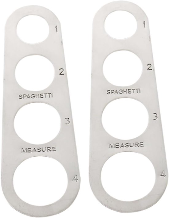 Pastameter - Noedelmeter Portie - Porties Afmeten - Roestvrij Staal - 18 x 6 cm - Zilver