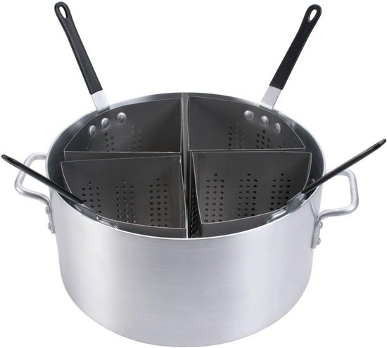 Pastapan met Inserts - Kookpan - Pasta Koken - Snelle Verwarming - 20 Liter Capaciteit - Zilver