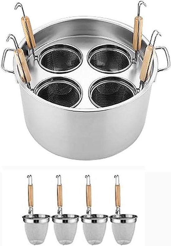 Pastapan met Zeef - Kookpan Pasta - Pasta Koken Afgieten - Meerdere Compartimenten - 4 Gaten - Zilverkleurig