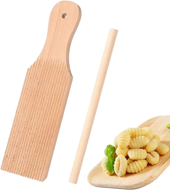 Pastaplank met oppervlak van beukenhout, macchina per la pastamachine, macchina con stokjes voor pasta fresca, tagliapasta voor tortellini gnocchi noedels maccheroni burro