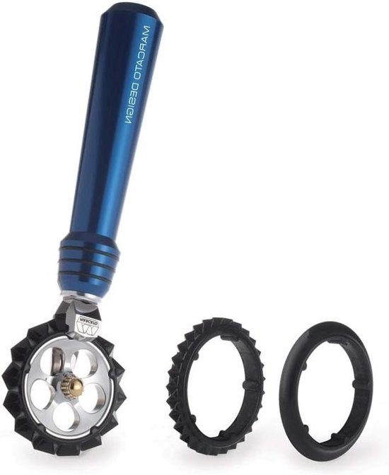 Pastawheel Deegroller - Deegsnijder Pasta - Pasta Maken - Verwisselbare Wielen - 19.81 cm - Blauw