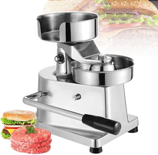 Pasteitjes Maker - Hamburger Pers - Vleesvorming Thuis - Efficiënt Ontwerp - 150 mm Diameter - Zilver