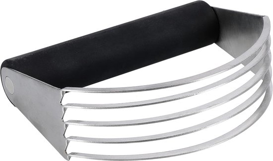 Pastry Blender, Gebak Blender, 9,91 x 5,11 x 22,35 cm, Roestvrij Staal - Zilver En Zwart | Snijdt boter en bakvet snel in droge ingrediënten om schilferig deeg te verkrijgen in professionele bakkeukens.