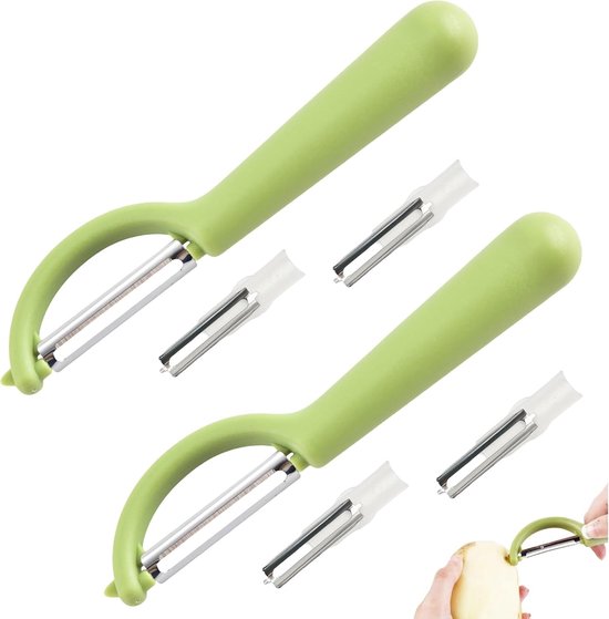 Peeler met 2 Vervangende Bladen voor Groenten en Aardappelen, RVS Schiller voor Tupperware en Keukenaccessoires