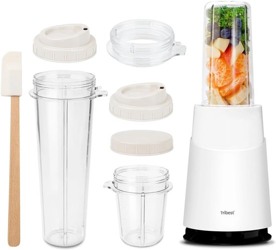 Persoonlijke Blender - Smoothie Maker - Snelle Drankjes Maken - BPA-vrij Materiaal - 300 en 450 ml - Wit van Merkloos