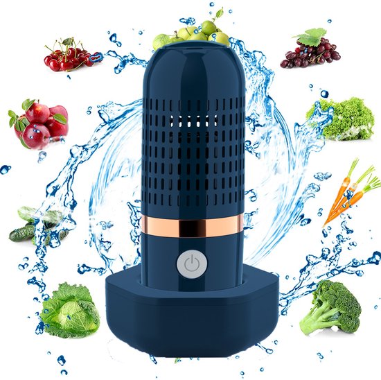 Pesticiden Reiniger - Draadloos - Pesticiden Verwijderaar - Groentewasser - Groente Reinigen - Waterdichte Wasmachine - Groentereiniger - Draagbare - High Frequency Ultrasone - Voor Het Reinigen van Fruit, Groenten en Vlees - 4400 Mah - Blauw van Merkloos