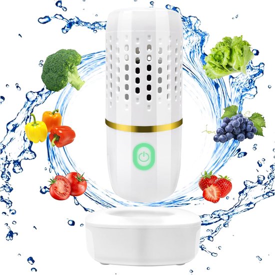 Pesticiden reiniger - Elektronische Groente en Fruit Reiniger - Waterdichte Wasmachine - Verwijder Moeiteloos Bacteriën & Pesticiden - voor Groenten, Fruit - Wit