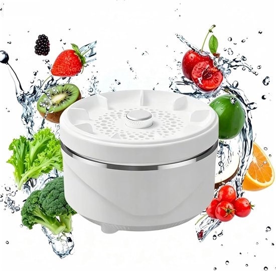 Pesticiden Reiniger - Fruit- En Groentewasser - 1500mAh - Lange Batterijduur Met Vortex-reiniging - Snelle Cyclus Van 5 Minuten - Verwijder Moeiteloos Bacteriën & Pesticiden - Draadloze Groentewasser - 11 x 7 cm - Wit