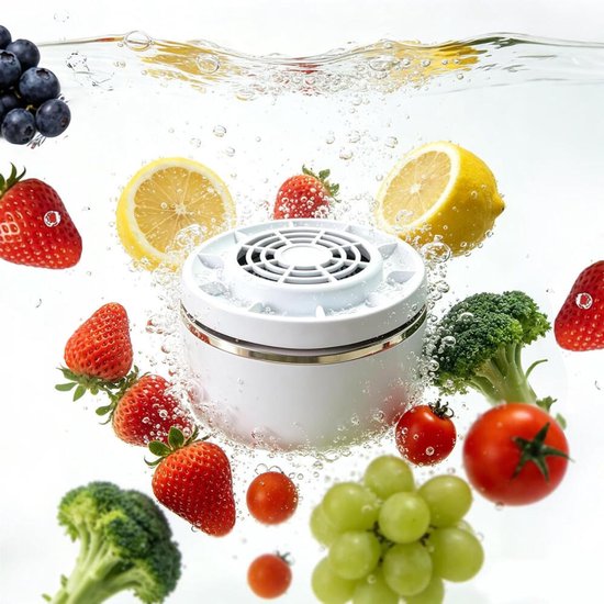 Pesticiden Reiniger - Fruit & Groente - 15W Krachtige Vortex - 3600mAh - 4 Instelbare Standen - IPX7 - Fruitwasser - Produce purifier - Draadloos - Groentewasser - Pesticiden Verwijderaar - Verwijder Moeiteloos Bacteriën & pesticiden - Wit