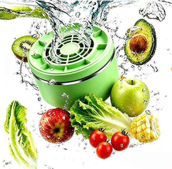 Pesticiden reiniger - Groente- en Fruitreiniger - 15W Krachtige Vortex - 4 Instelbare Standen - Produce purifier - 3600mAh Grote Accu - Titanium Zuivering - IPX7 - 10.4 x 6.0 cm - Groente