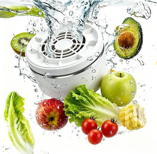 Pesticiden reiniger - Groente- en Fruitreiniger - 15W Krachtige Vortex - 4 Instelbare Standen - Produce purifier - 3600mAh Grote Accu - Titanium Zuivering - IPX7 - 10.4 x 6.0 cm - Wit van Merkloos