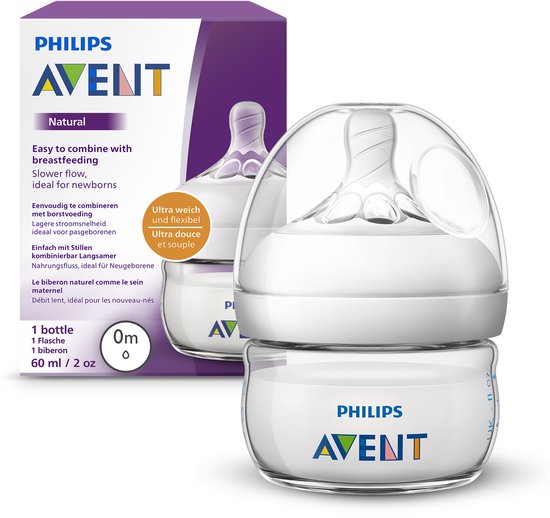 Philips Avent Natural babyfles - langzame flow - 60ml - SCF039/17 van Philips