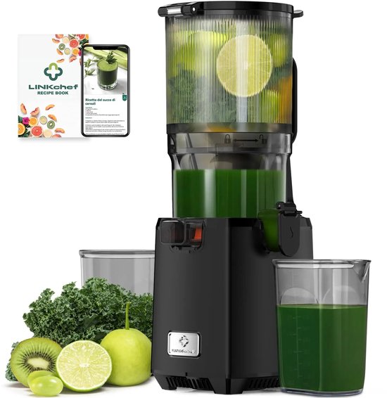 Pimstor - Slow juicer - met grote vul opening 13cm - hoge sap opbrengst met behoud van voedingstoffen door langzame persing- perfect voor groente en fruit! van Merkloos