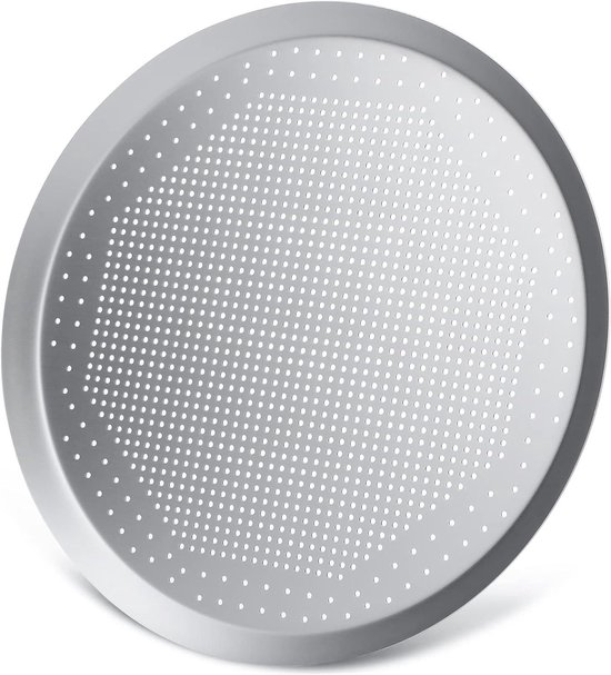 Pizza Bakplaat - Ronde Tray - Knapperige Pizza - Geperforeerd Ontwerp - 36 cm - Zilver