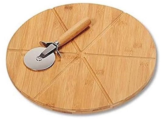 Pizza bord en pizzasnijder van FSC-gecertificeerd bamboe - Ø 32 cm