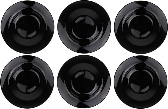 Pizza plate Ø 32 cm or pasta plates Ø 28.5 cm in white or black - set of 2, 4 or 6 - dishwasher safe for microwave (pasta Ø 28.5 cm - black, 6 pieces)