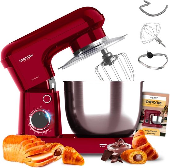 Planeet Mixer - Keukenmachine - Bakken en Koken - 10 Snelheden - 5 Liter Kom - Rood