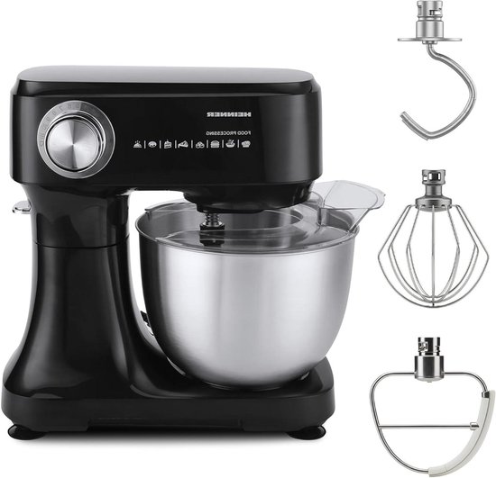 Planetaire Mixer - Keukenmachine Deegmixer - Beslag Maken - 12 Snelheden - 3.5 L - Zwart
