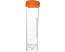 Plastic Centrifugeerbuis - Schroefdop Flesjes - Laboratorium Analyse - Zelfstaande Bodem - 50ml 10 Stuks - Transparant Oranje