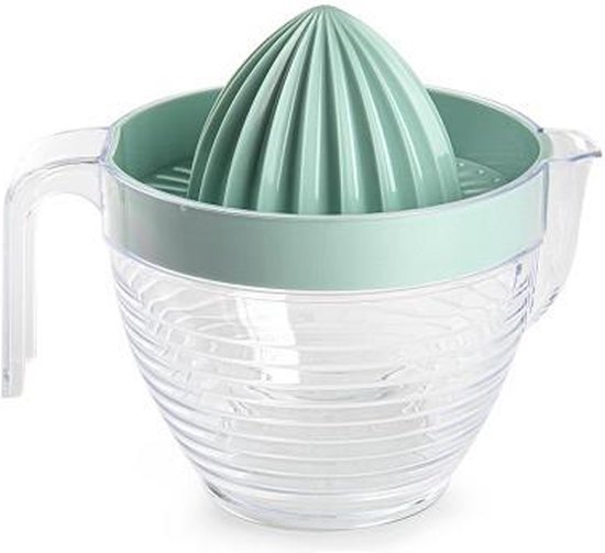 Plasticforte Sinaasappelpers/citruspers - Handmatig - kunststof - 16 x 13 cm - transparant/mint groen