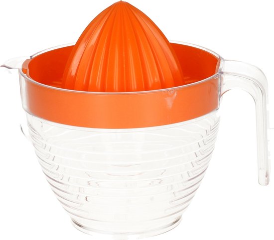 Plasticforte Sinaasappelpers/citruspers - Handmatig - kunststof - 16 x 13 cm - transparant/oranje van Merkloos