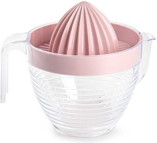 Plasticforte Sinaasappelpers/citruspers - Handmatig - kunststof - 16 x 13 cm - transparant/roze van Merkloos