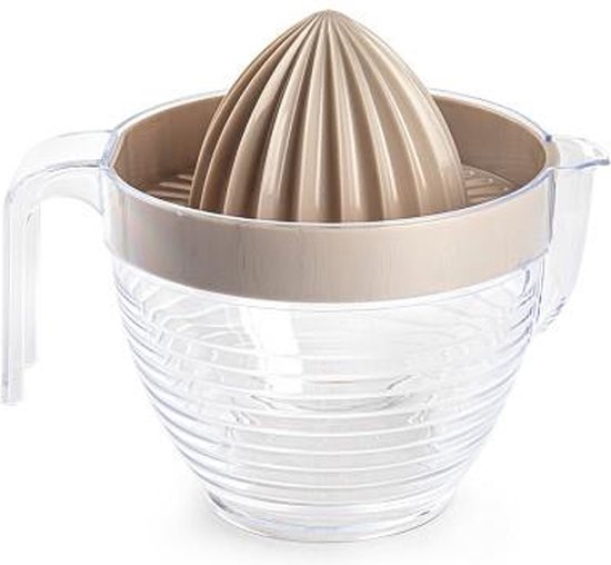 Plasticforte Sinaasappelpers/citruspers - Handmatig - kunststof - 16 x 13 cm - transparant/taupe van plasticforte