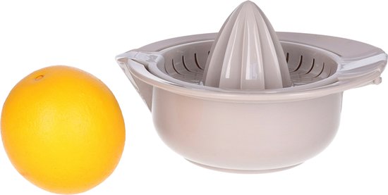 Plasticforte Sinaasappelpers/citruspers - Handmatig - kunststof - 18 x 10 cm - beige van Merkloos