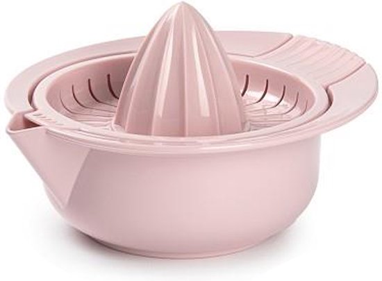 Plasticforte Sinaasappelpers/citruspers - Handmatig - kunststof - 18 x 10 cm - roze van Merkloos