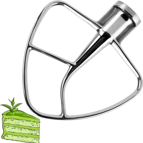 Platte klopper - Keukenmixer opzetstuk - Beslag en deeg mengen - Roestvrij staal - 45 QT - Zilver van Merkloos