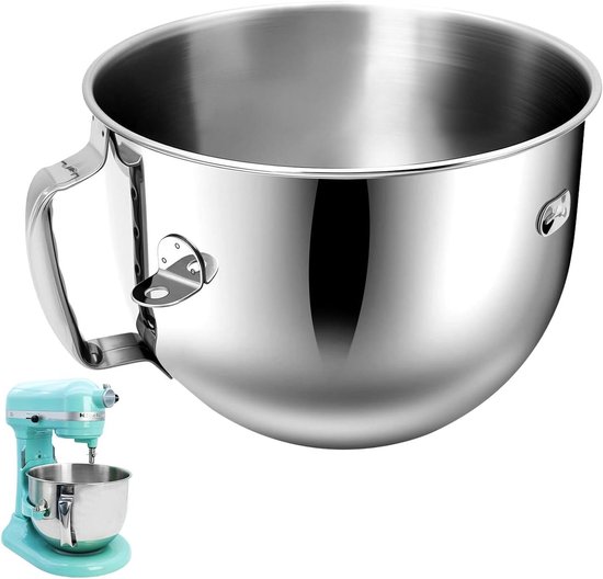 Platte Klopper - Mixer Accessoire - Beslag Maken - Roestvrij Staal - 7 Quart - Wit