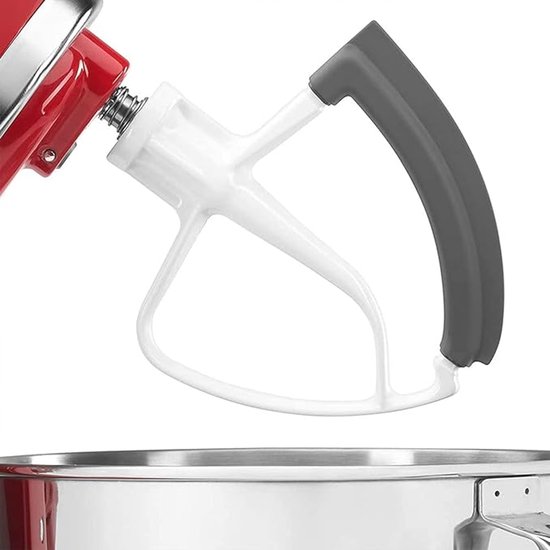 Platte Mixer - 15 X 15 Cm - Menghaak - Geschikt Voor Kitchenaid Blenders - Komschraper - Vaatwasmachinebestendig - Accessoire - Blenderaccessoires - Keukenaccessoires - Geschikt Voor Mengkommen Van 11,4-5 Liter - Wit