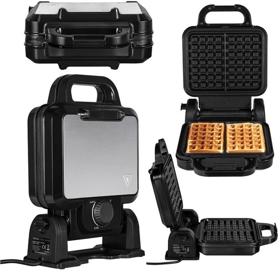 Ploutos® Wafelijzer Met Verwisselbare Platen - Antiaanbak Wafelmaker - Wafelijzer met Verwisselbare Bakplaten - Zwart - 24cm x 34cm x 11cm