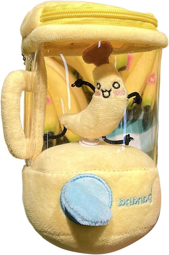 Pluche Blender - Knuffel Speelgoed - Kinderen Spelen - Interactieve Trekkoord - 11 x 10 x 17 cm - Banaan
