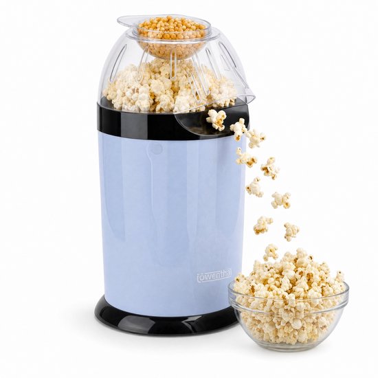 Popcorn Machine met Maatbeker - Krachtige Mini Popcorn Machine Kinderen - Hetelucht Popcornmaker met Antislipvoetjes - Snelle Popcorn Apparaat voor Filmavond - Popcornmakers - Kleine Popcorn Popper Kids - Air Popcorn Machine Retro - Blauw- Silvergear