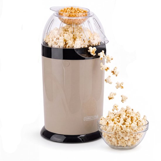 Popcorn Machine met Maatbeker - Krachtige Mini Popcorn Machine Kinderen - Hetelucht Popcornmaker met Antislipvoetjes - Snelle Popcorn Apparaat voor Filmavond - Popcornmakers - Kleine Popcorn Popper Kids - Air Popcorn Machine Retro - Bruin- Silvergear