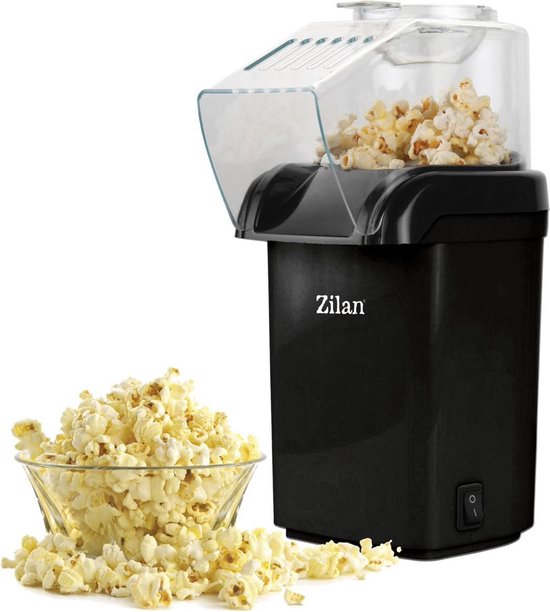 Popcornmachine Hetelucht 1200W - Popcorn Maker zonder Olie - 2L - BPA-vrij - Anti-aanbak - Zwart - Zilan ZLN8045