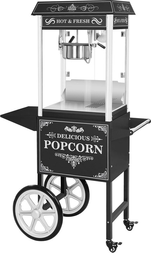 Popcornmachine met onderstel - Retro-ontwerp - Zwart - Royal Catering