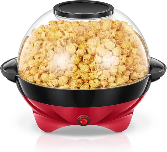 Popcornmachine voor thuis - Snackmaker - Lekkere snacks maken - Snelle en gelijkmatige verwarming - 55 liter capaciteit - Rood