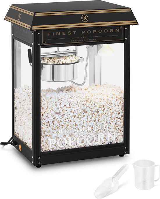 Popcornmachine - zwart en goud - Royal Catering