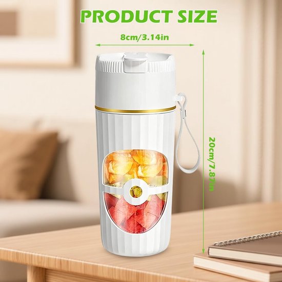 Portable blender 400 ml - USB oplaadbaar - 10 roestvrijstalen messen - ideaal voor smoothies - ShopVlot